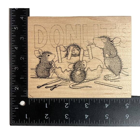 House Mouse Donut Birthday 209 Amanda Mudpie Monica Muzzy Wood Rubber Stamp 1998 - Picture 10 of 10
